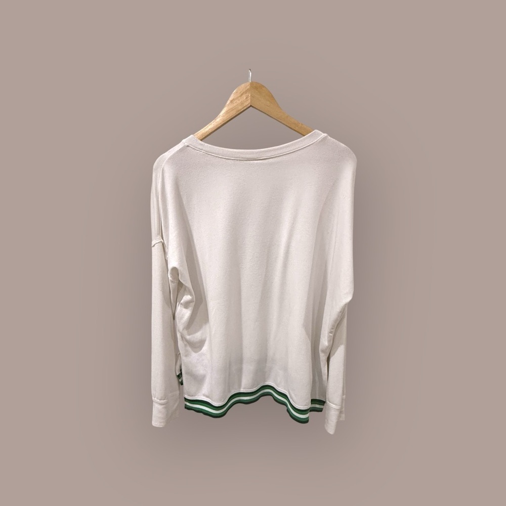 Ohio Bobcats Women’s M Sweatshirt White Green Striped Long Sleeve Pullover - Picture 3 of 6